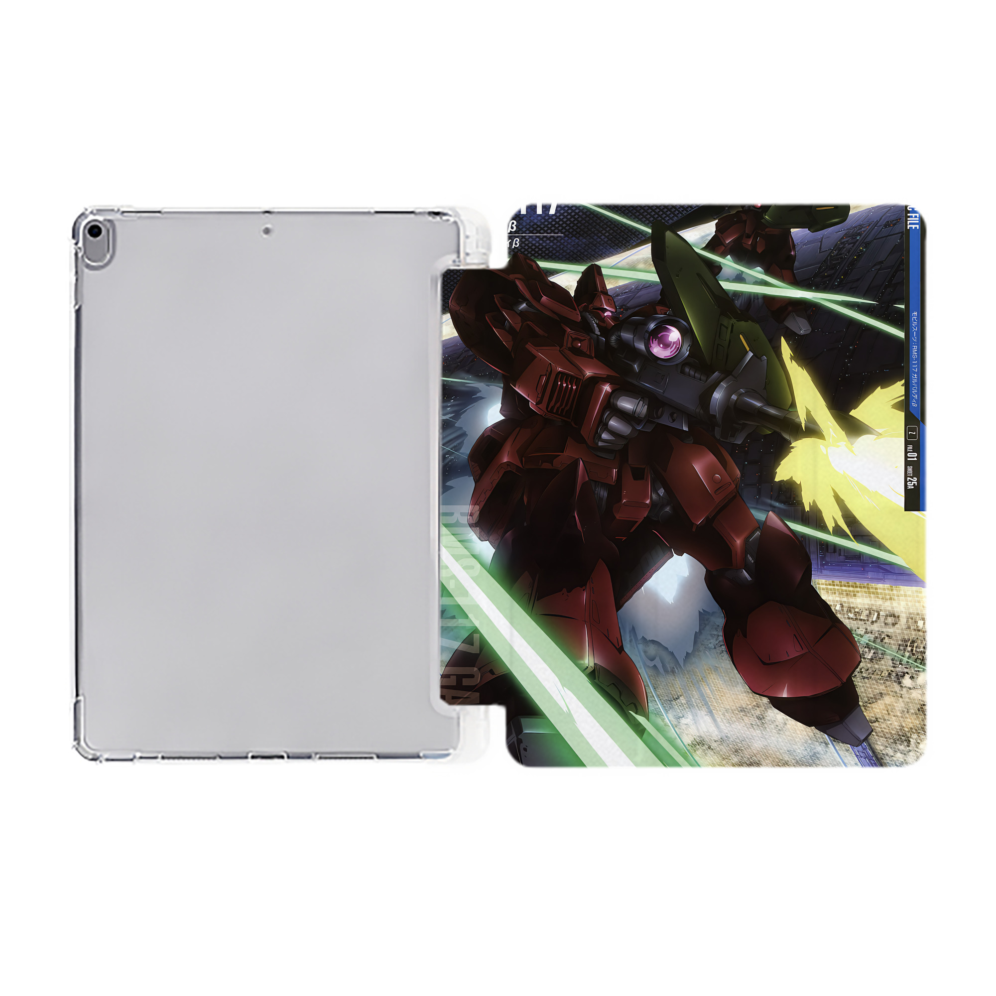（画像用） 機動戦士ガンダム Mobile Suit Gundam IPad ケース ペン収納付き 三つ折りスタンド PUレザー×シリコン 対応機種9.5/10.5/10.9インチ